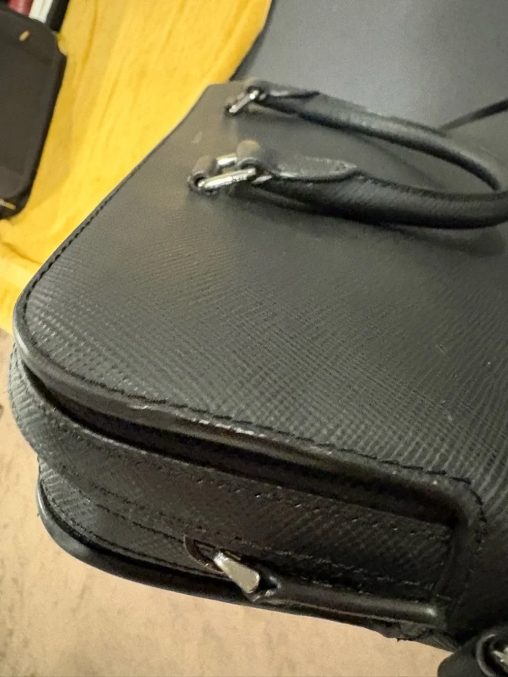 Michael Kors Black Saffiano Leather Briefcase with Shoulder Strap